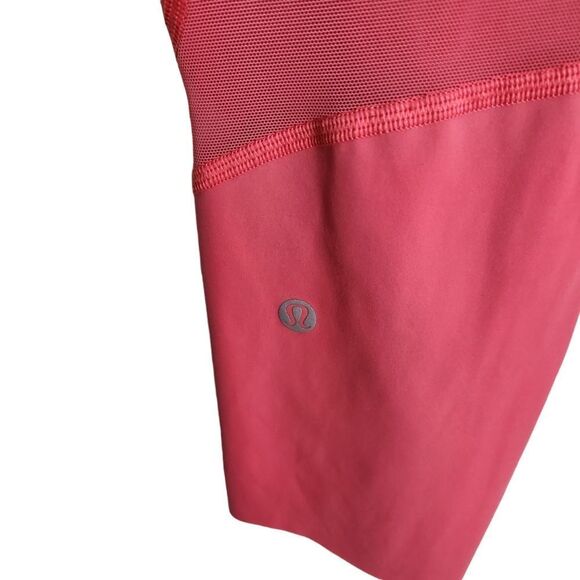 LULULEMON Pants Womens 8 Coral Pink On Pace Crop 21" Cropped Leggings Mesh - Picture 4 of 8